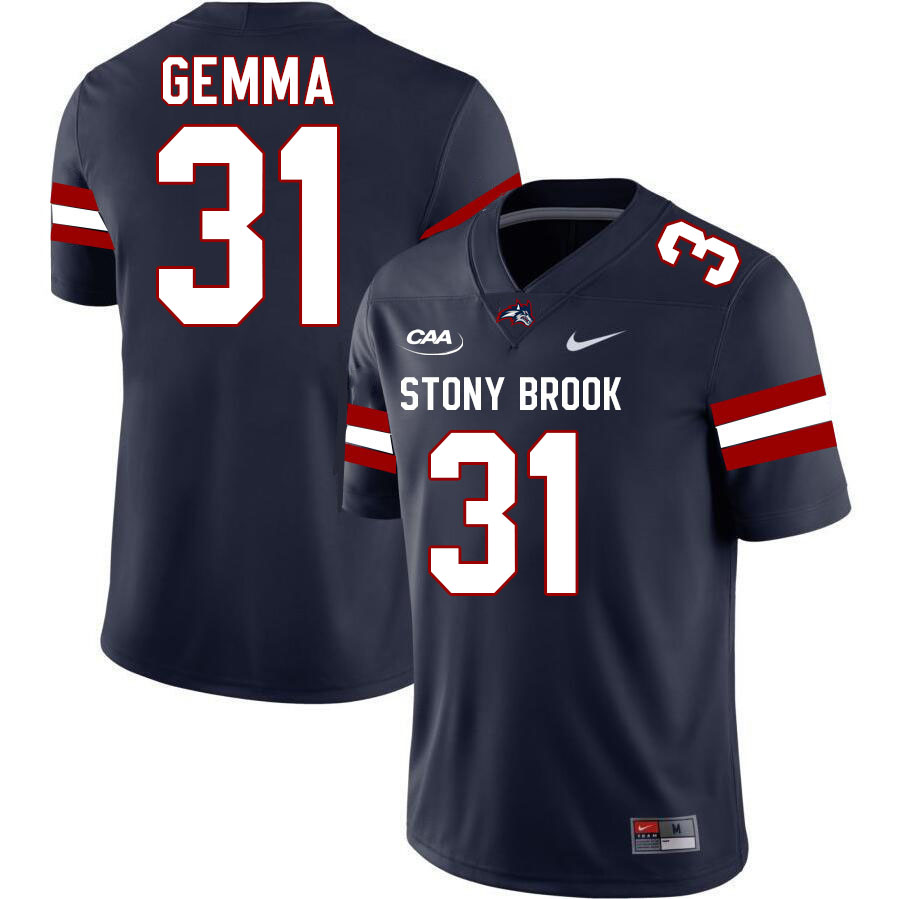 Stony Brook Seawolves #31 Luca Gemma College Football Jerseys Stitched-Navy